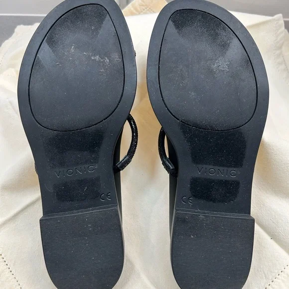 Vionic PRISM black sparkly leather sandals Sz 7 - Picture 7 of 9